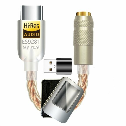 DAC Цап Усилитель для наушников Type-C - 3.5mm. ES9281 серебристый