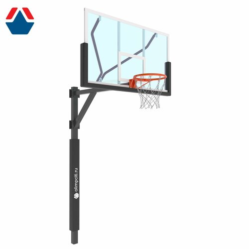 Стойка баскетбольная регулируемая под бетонирование вынос 1600мм с растяжками столб 100х100 46850₽