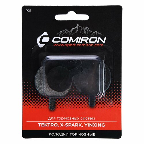 Колодки тормозные органические COMIRON RESIN P01, для тормозных систем: TEKTRO, X-SPARK, YINXING, блистер 2 шт. дисковые тормозные колодки comiron resin p05 p09 органические прямоугольные