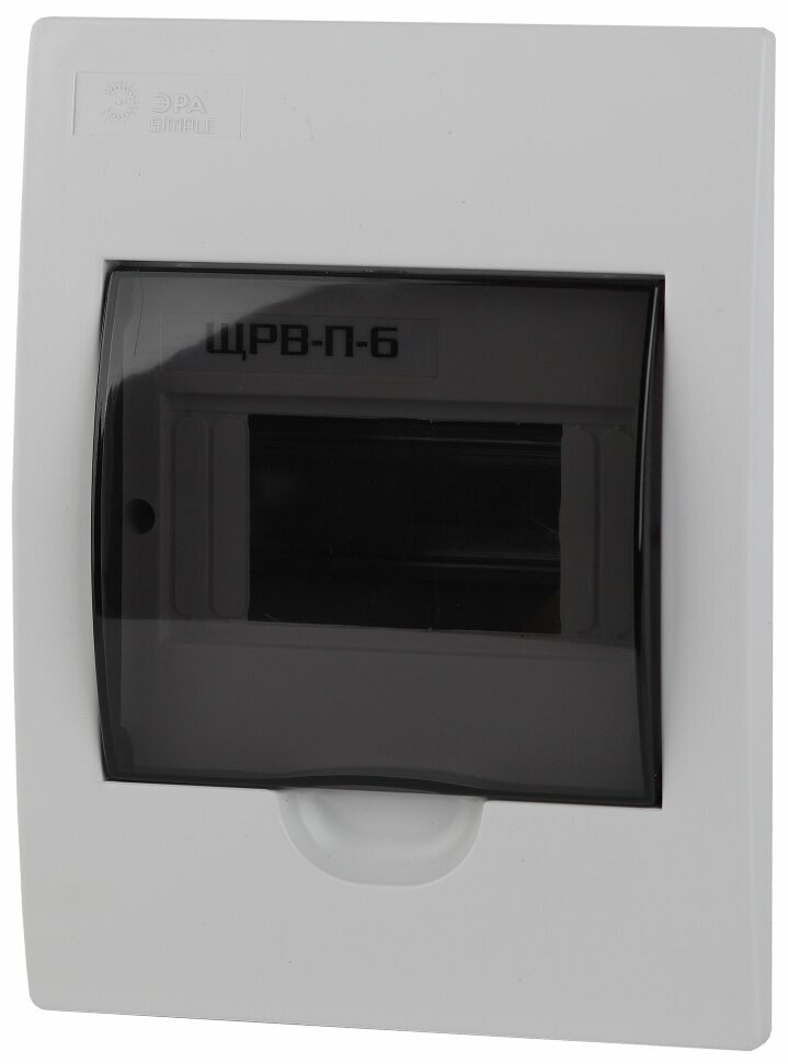 Б0041510 Корпус пластиковый встраиваемый ЭРА SIMPLE ЩРВ-П-06 IP41прозрачная крышка белый