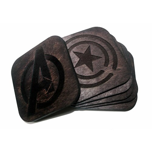 Комплект подставок под стаканы бирдекель подстаканники Мстители Комплект Avengers супергерой superhero 1490₽