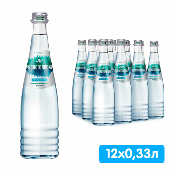 Вода питьевая "Черноголовская", 12 шт по 0,33л, без газа, стекло