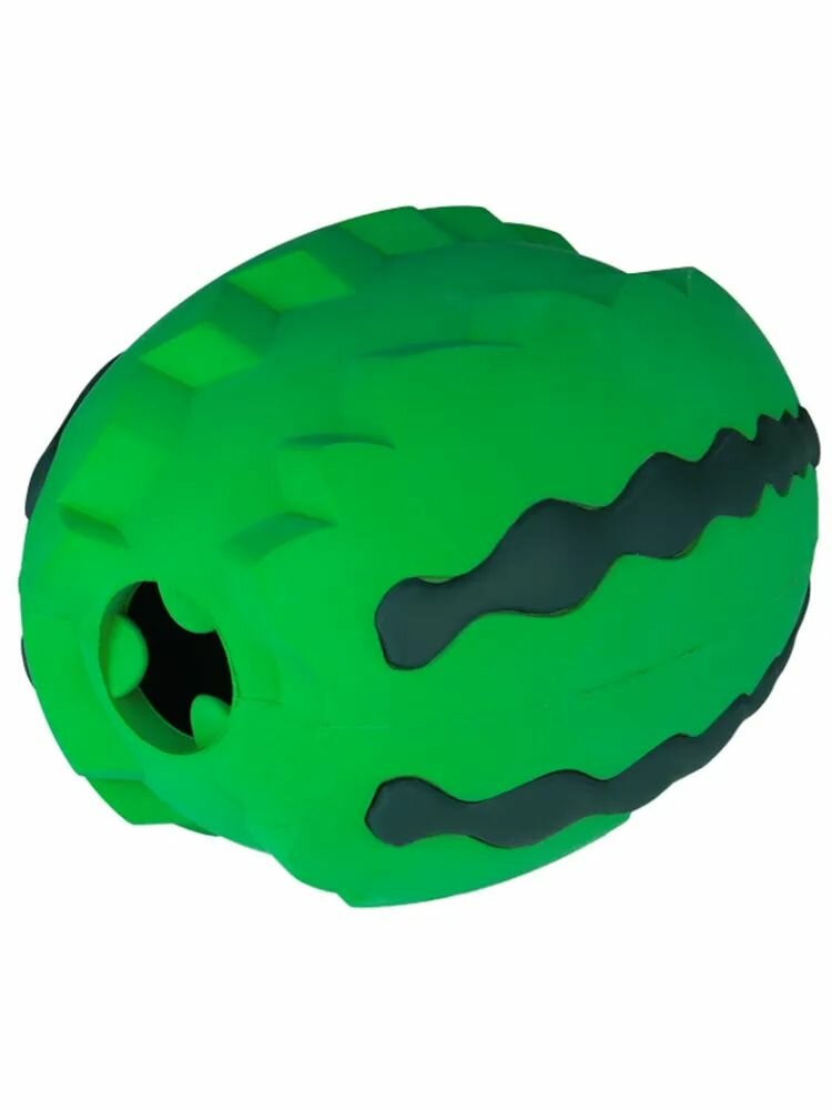 Игрушка Mr.Kranch для собак Арбуз 15 см зеленая с ароматом курицы, 1 шт