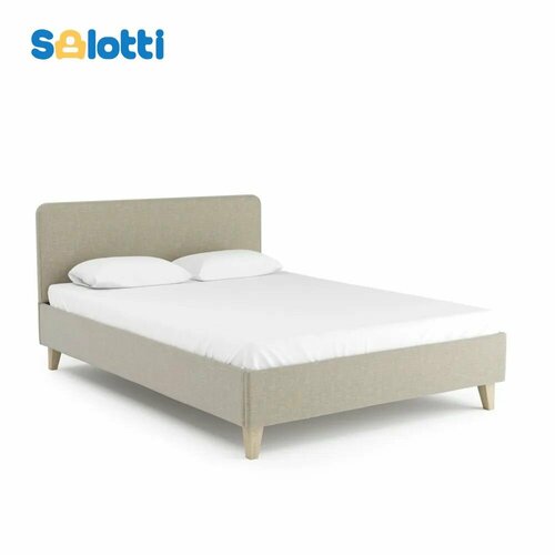 Кровать 160x200 двуспальная с кроватным основанием Salotti сканди 160 рогожка Шифт бежевый