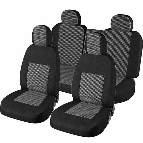 Комплект чехлов на весь салон Стандарт+ для ВАЗ - 2173 - 2 хечбек с 2013 г, цвет черный / Сеул серый