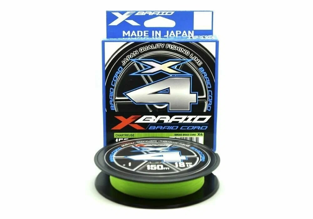 Шнур плетёный YGK X-Braid Braid Cord X4 150m Chartreuse #0.8 0.148мм
