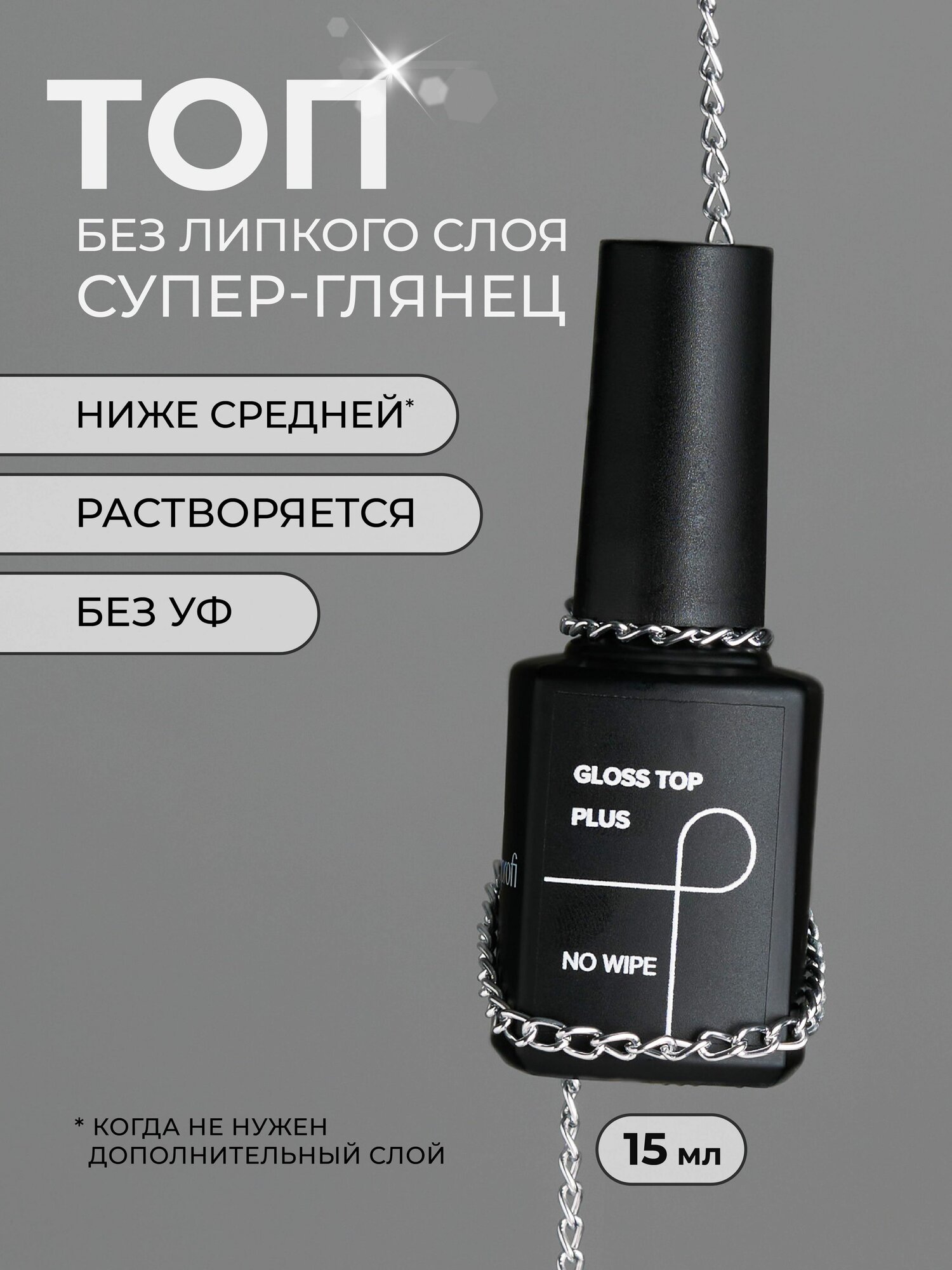 Cosmoprofi Топ без липкого слоя Gloss Top PLUS, 15 мл