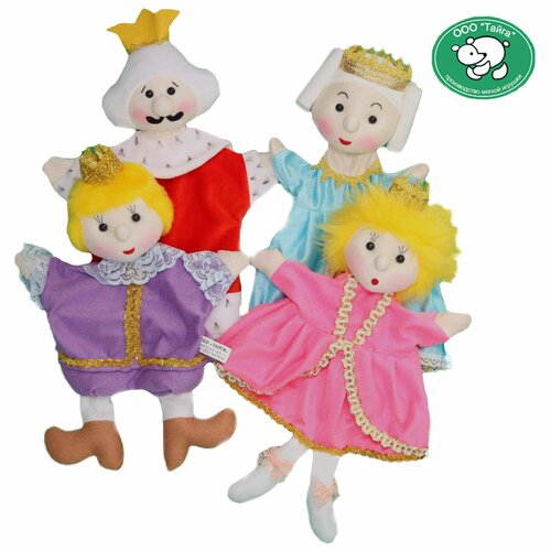 Набор мягких игрушек на руку Тайга по сказке Принцесса на горошине, 4 куклы-перчатки