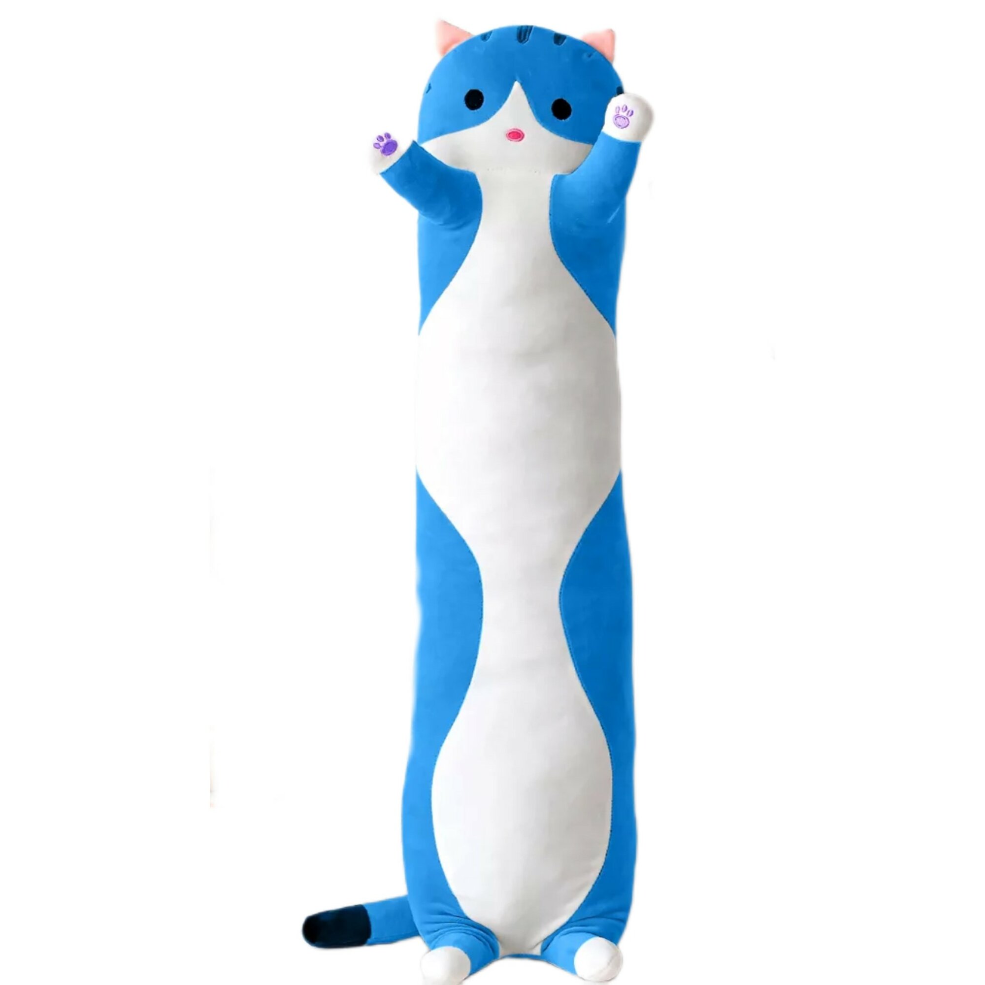 Мягкая игрушка длинный кот 160 см, синий