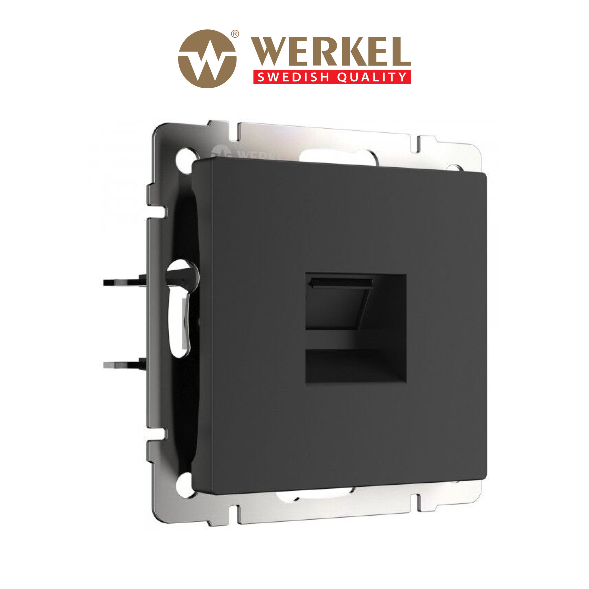 Встраиваемая телефонная розетка RJ-11 Werkel W1182008 черный матовый IP20