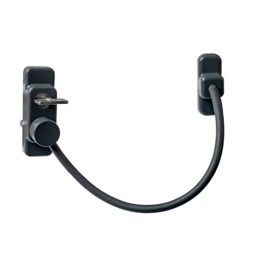 Замок-блокиратор на окно / Блокиратор открывания окна INTERNIKA тросовый с ключом антрацит RAL 7016 (ZIP пакет)