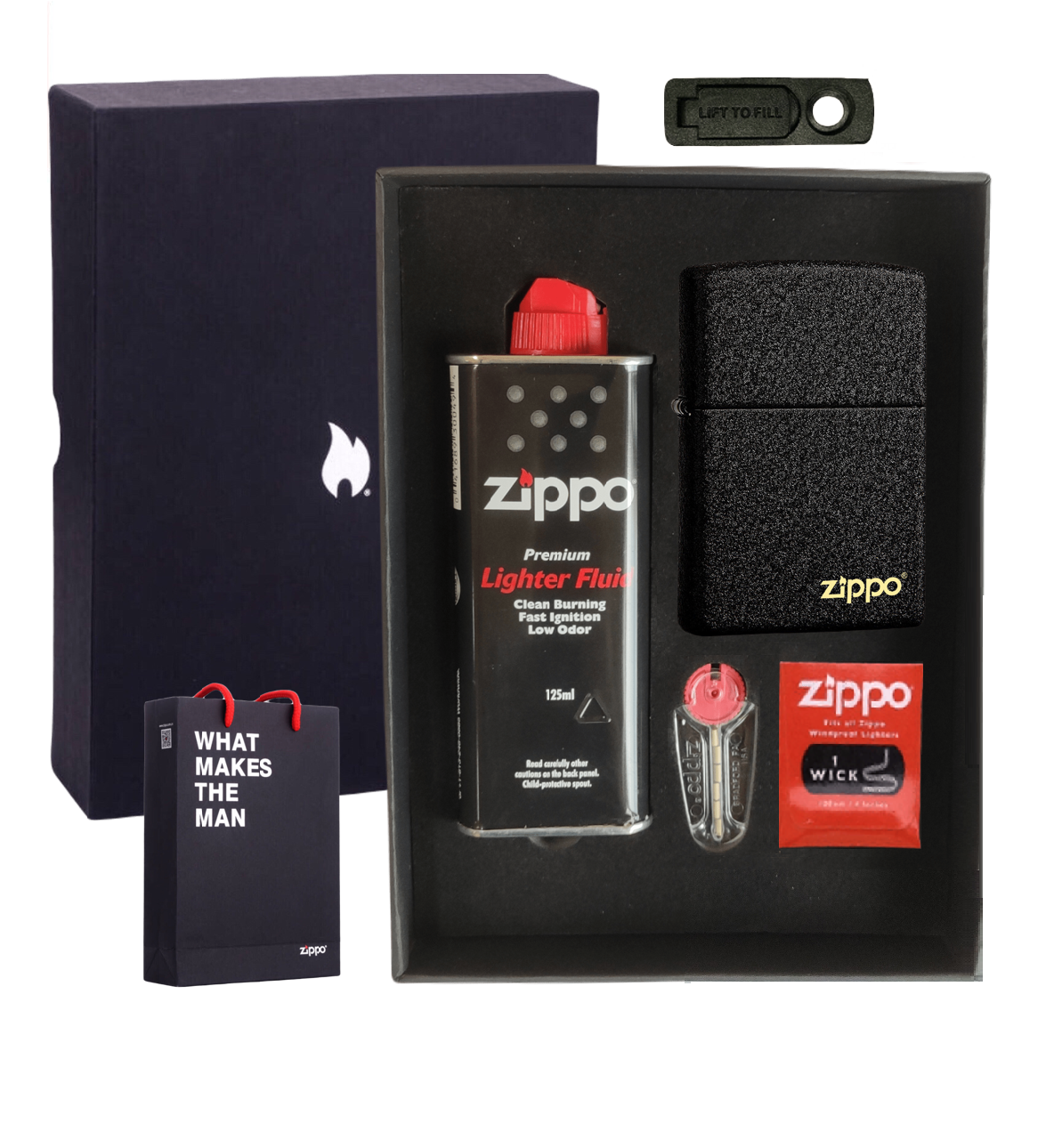 Zippo подарочный набор с расходниками в подарочном пакете