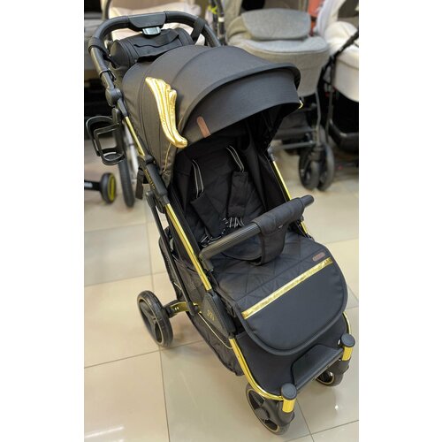 Прогулочная коляска Baballo Future (Бабало) angel (ангел) с крыльями Черный/Золотая рама