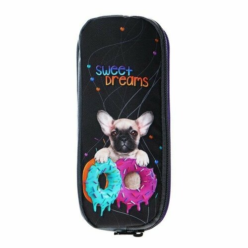 Пенал мягкий 2 отделения объёмный 90 х 220 х 40 мм Stavia Sweet dog серый 86215 1377₽