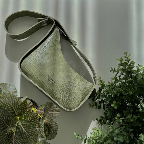 Сумка багет , хаки, зеленый