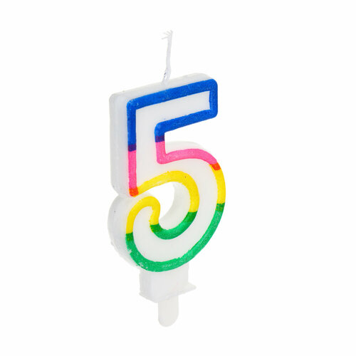 Капитан Весельчак Свеча для торта в форме цифры, с подставкой (5), парафин, PP, 24 штуки