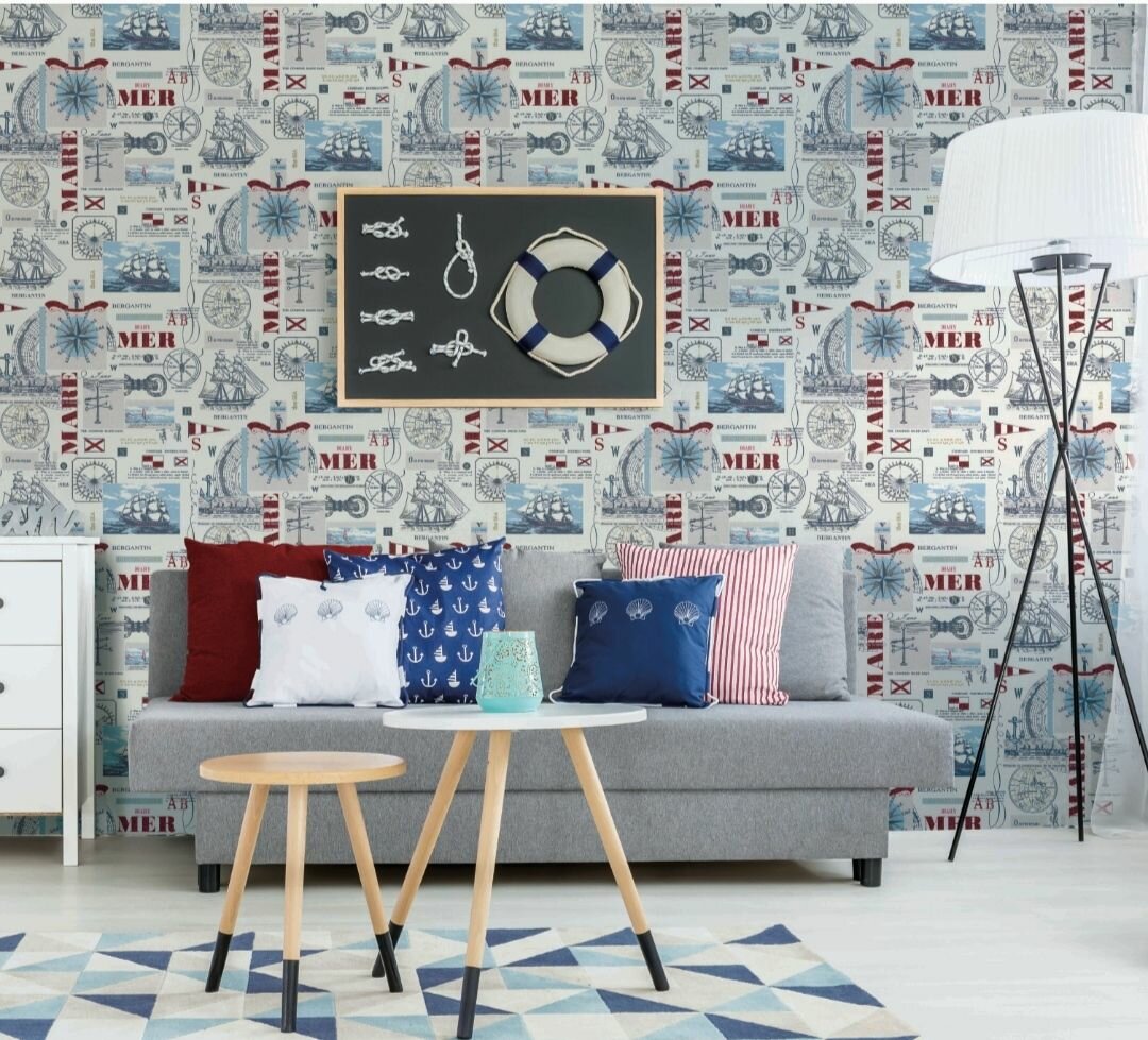 фото Обои вспененый винил на флизелиновой основе Корабли 20133-03, красные, для комнаты, метровые