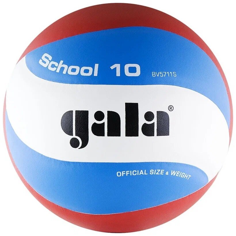 Мяч волейбольный GALA School 10 арт. BV5711S, р. 5, синтетическая кожа ПУ, подкл. сл. пена, клеен, бутиловая камера , бел-гол-кр