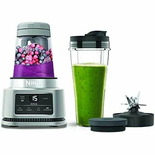 Блендер Ninja Foodi Power Nutri Blender 2-в-1 для смешивания смузи густых спредов и замороженных напитков автоматические программы чашка 700 мл и чаша 400 мл с электрической лопаткой 1100 Вт серебристый CB100UK 2713100₽