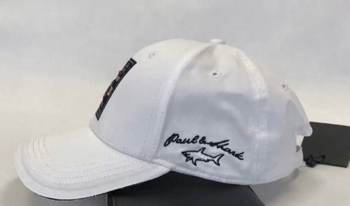 Хлопковая бейсболка от бренда PaulShark, твёрдый лоб, цвет белый. — фото 1