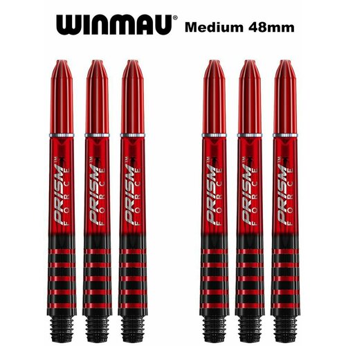 Хвостовики (6 шт) для дротиков Winmau Prism Force (Red, Medium, 48mm). Аксессуары для Дартс. красный