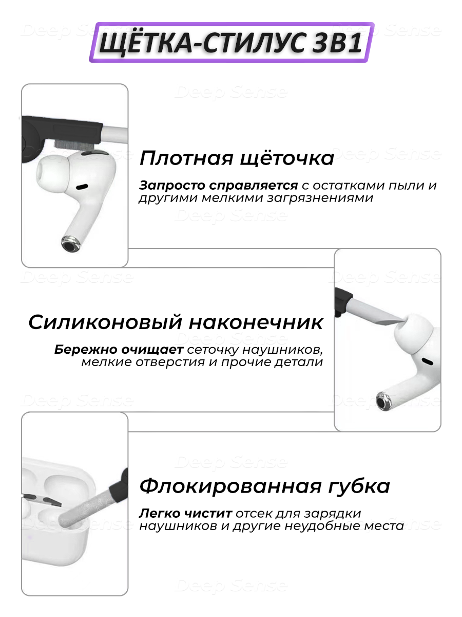 Набор щеток и инструментов, черный (темно-серый), щетка 7 в 1 для чистки клавиатуры, наушников, смартфонов, гаджетов, многофункциональный — фото 1