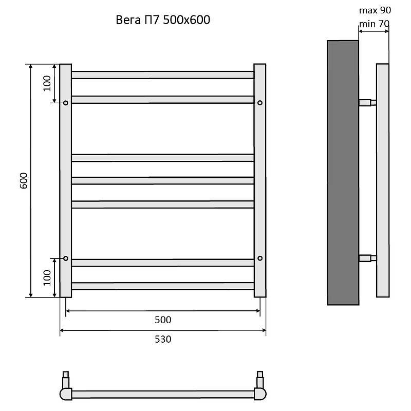 Водяной полотенцесушитель Акватек Вега AQ DR0760CH - фото №13
