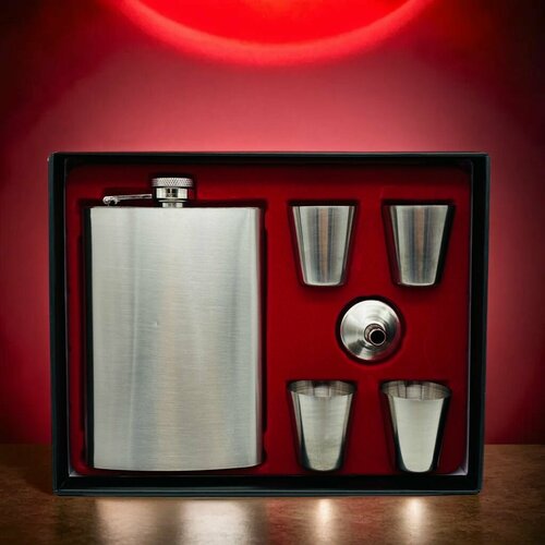 Фляжка для алкоголя со стопками 4 шт, для воды, фляга походная, 250 мл