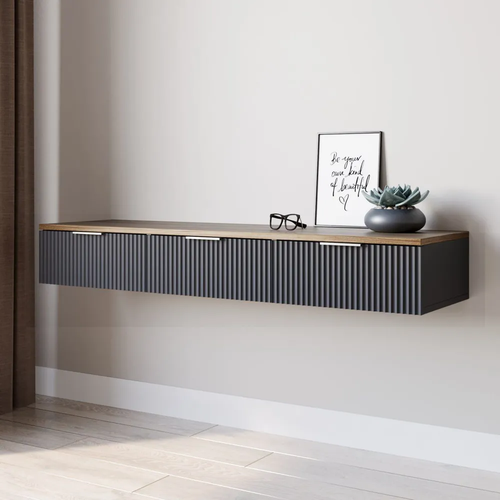 Подвесная длинная тумба Ингрия - 3, Серая, 48х22х42 см