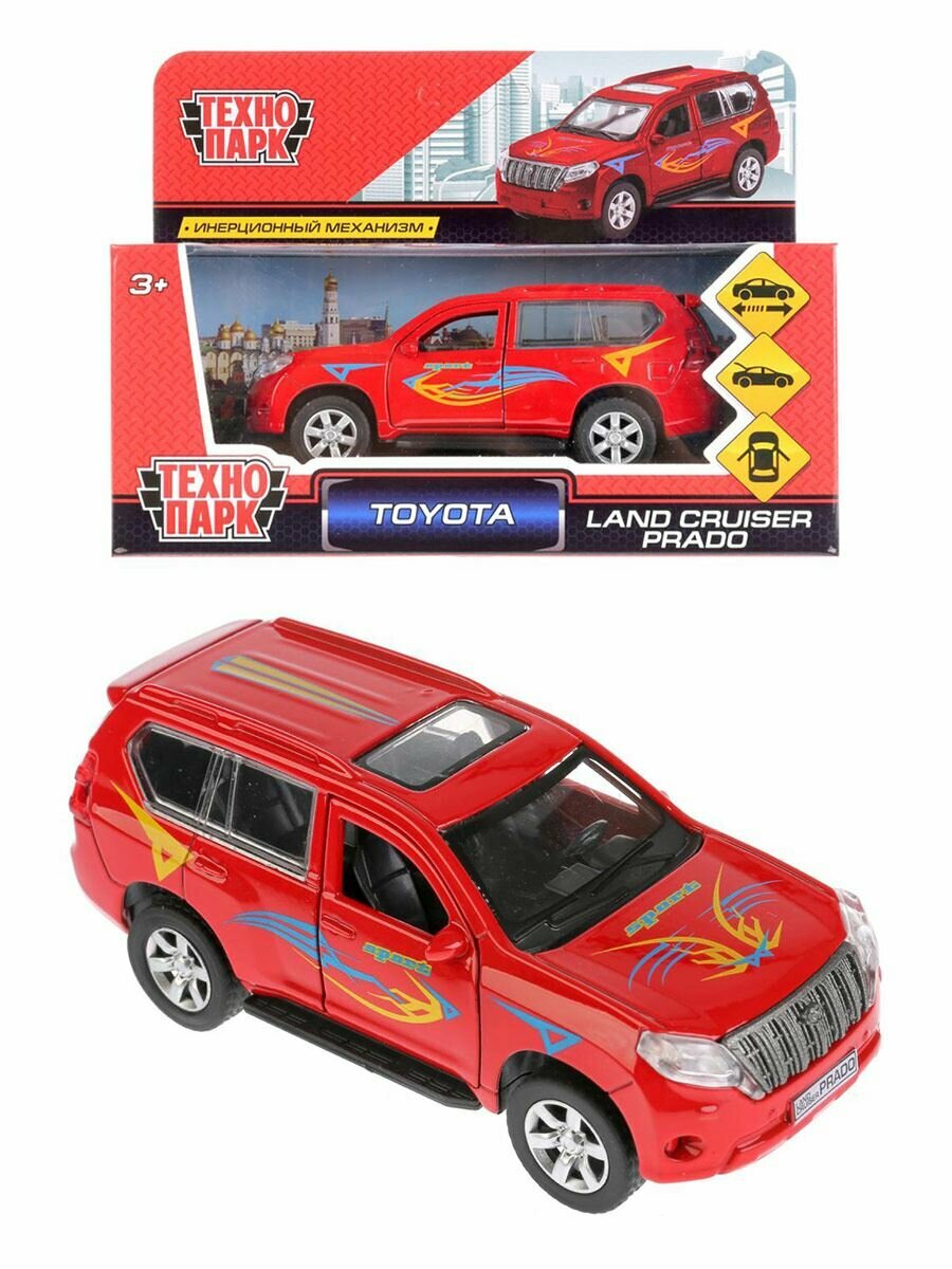 Машина Toyota Land Cruiser Prado Спорт 12 см красная металл инерция Технопарк, PRADO-S
