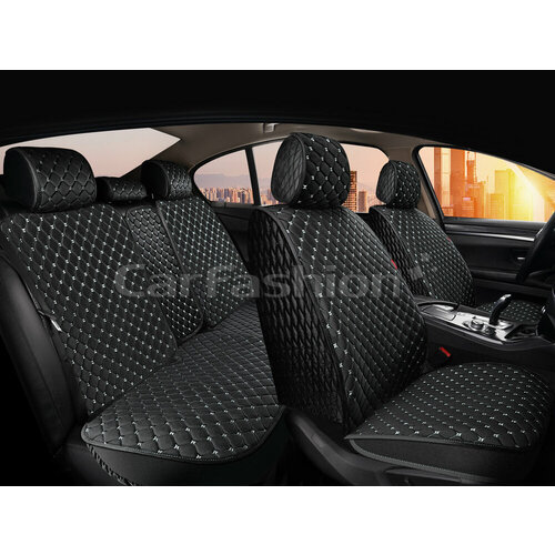 Накидки на сиденья CarFashion Sultan Plus, черные, прострочка белая