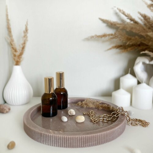 Декоративный поднос из искусственного камня Haifisch 25см, бежевый мрамор