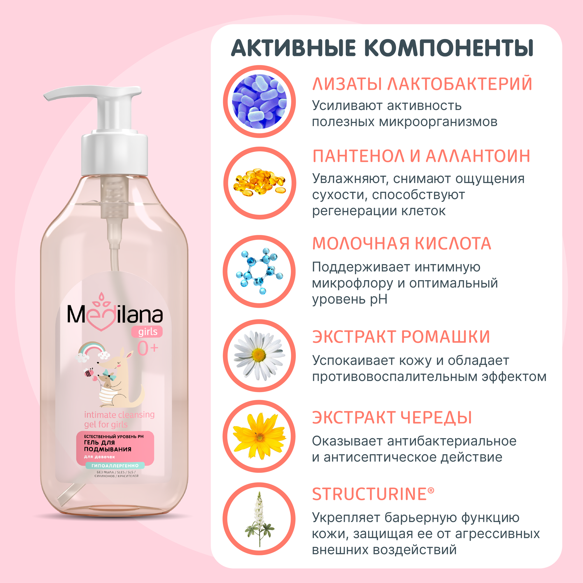 Гель для подмывания девочек Medilana girls естественный уровень рН 300мл СТМ Эксперт - фото №3