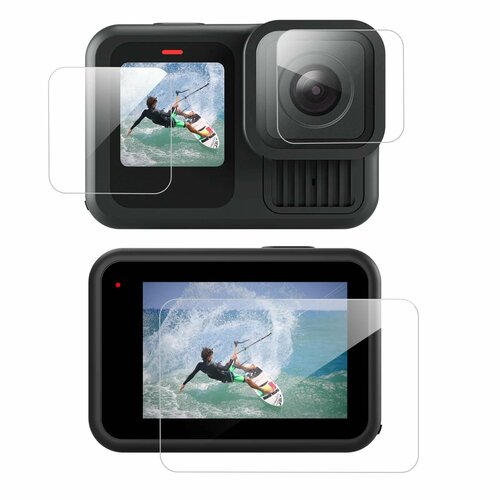 Закаленное защитное стекло для GoPro Hero13 на объектив и экран Telesin S6-FLM-07-TGP