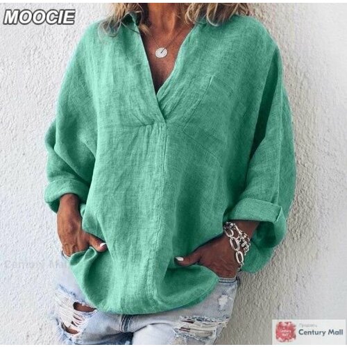 фото Блуза moocie базовая коллекция, размер l, зеленый