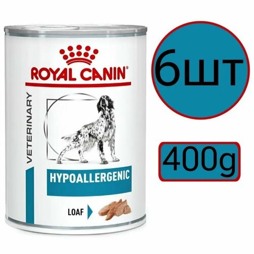 Royal Canin Hypoallergenic Dog (паштет) Влажный диетический корм для взрослых собак при пищевой аллергии (6шт по 400г)