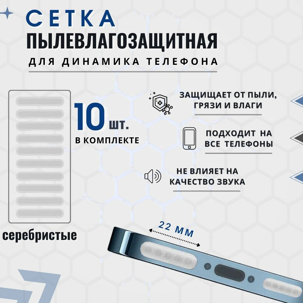 Пылезащитная сетка для телефона и планшетов, Влагозащитная пленка для динамиков телефона, 22мм серебристого цвета