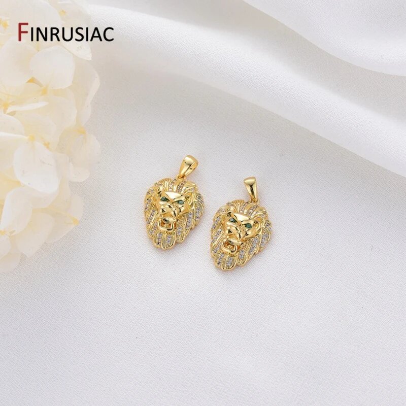 Подвески Лев, цирконий, 14k gold plated, желтый