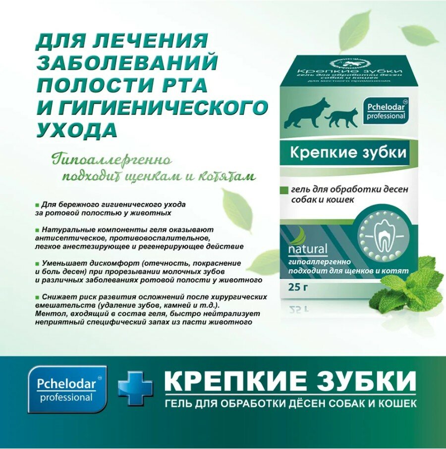 Изображение Агробиопром КРЕПКИЕ ЗУБКИ гель для обработки десен собак и кошек, 25г
