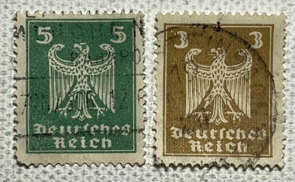 3 Рейх комплект из 2 марок Орлы 1924 года