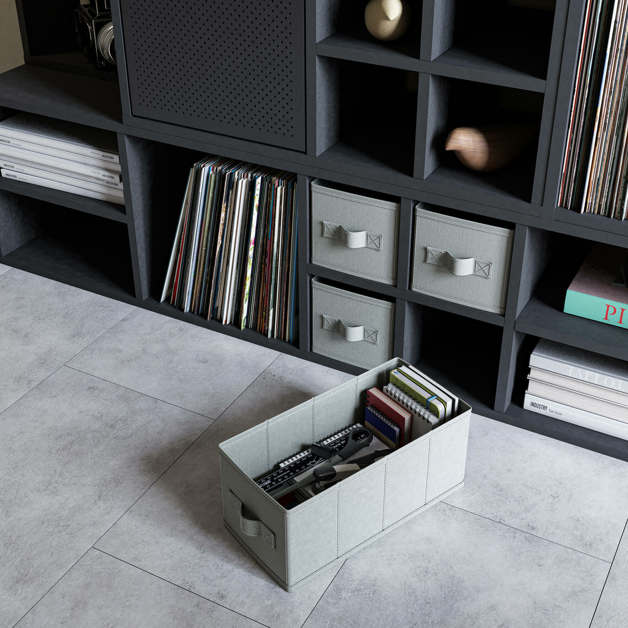 Короб-органайзер Гранит 15x31x15 см полиэстер цвет графитовый