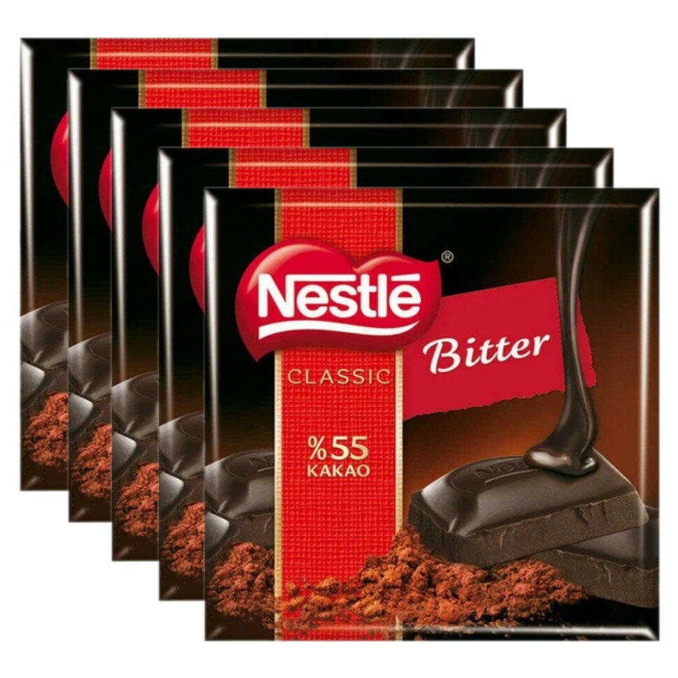 Шоколад темный Nestle Cikolata Bitter %55 Kakao 5 штука 60 грамм