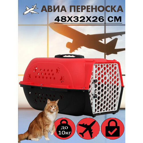 Клиппер-переноска для животных Чистый котик HP-C01 32х26х48 см 48 см 26 см 32 см красный