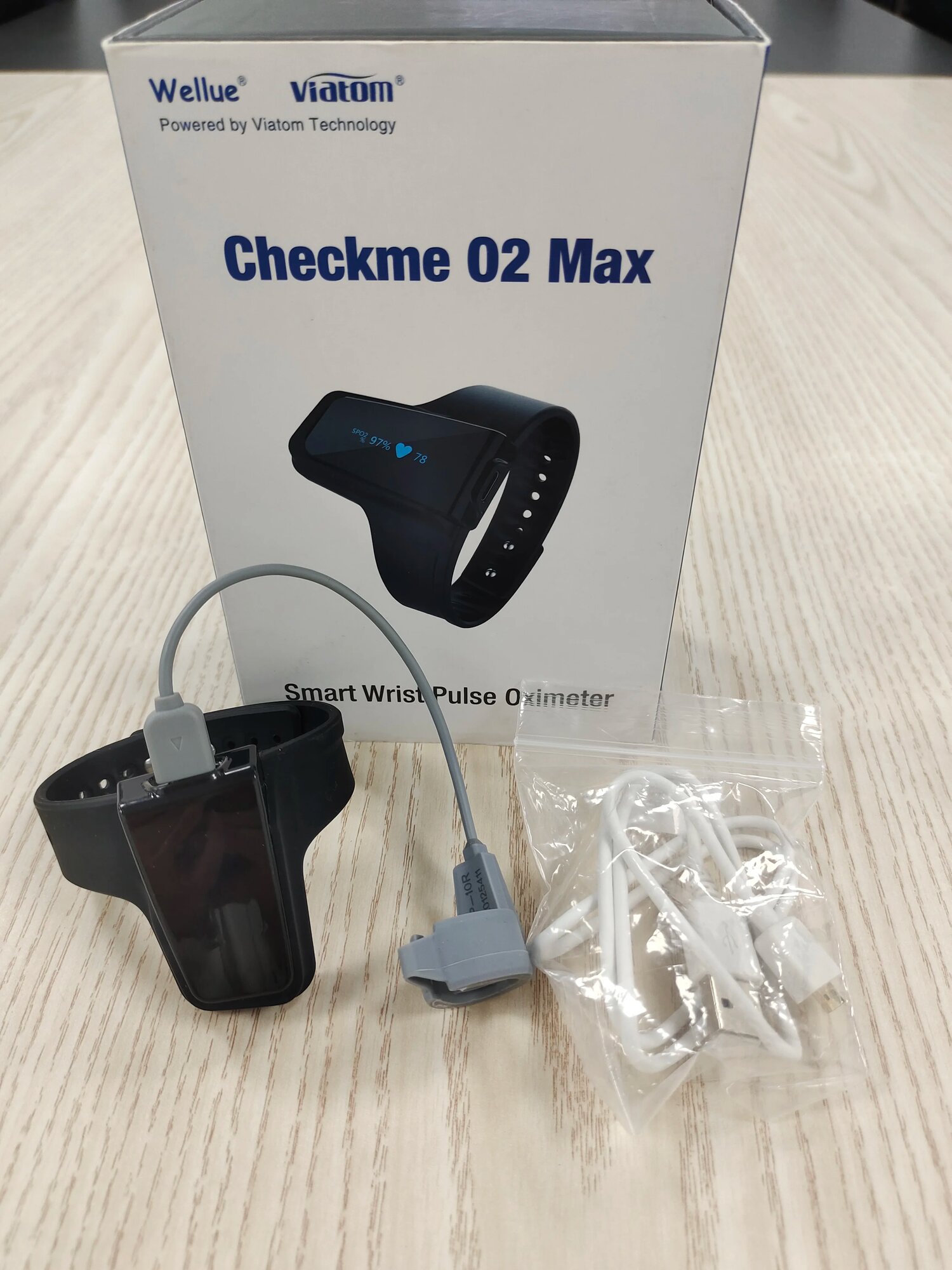 Пульсоксиметр Viatom Checkme O2 Max, измеритель уровня кислорода в крови, для отслеживания низкого уровня SpO2 и пульса, 24 часа, checkme o2 max