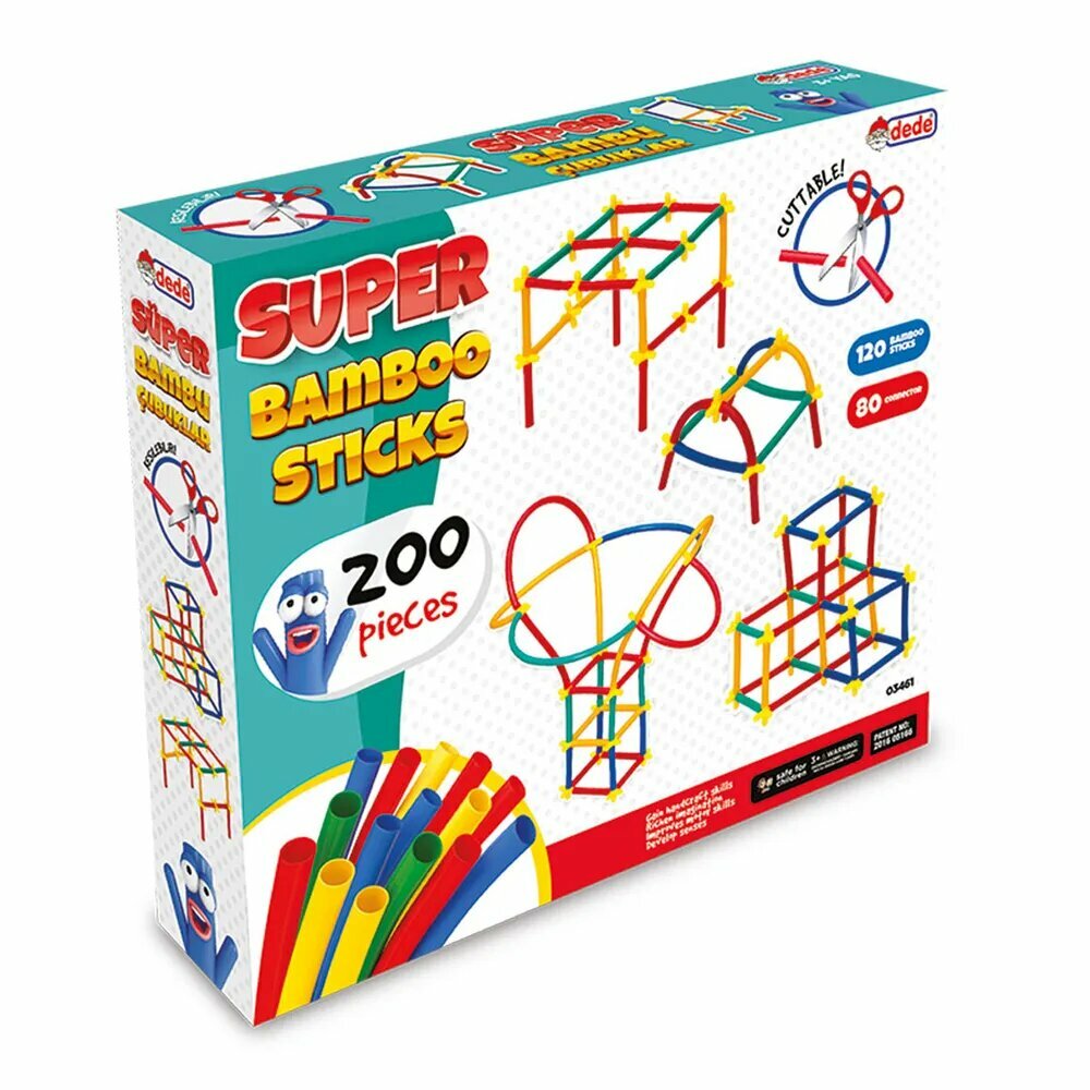 Игрушка DEDE Конструктор суставной Bamboo-стики 200 дет, в к 29,5x6x26,5 см — фото 1