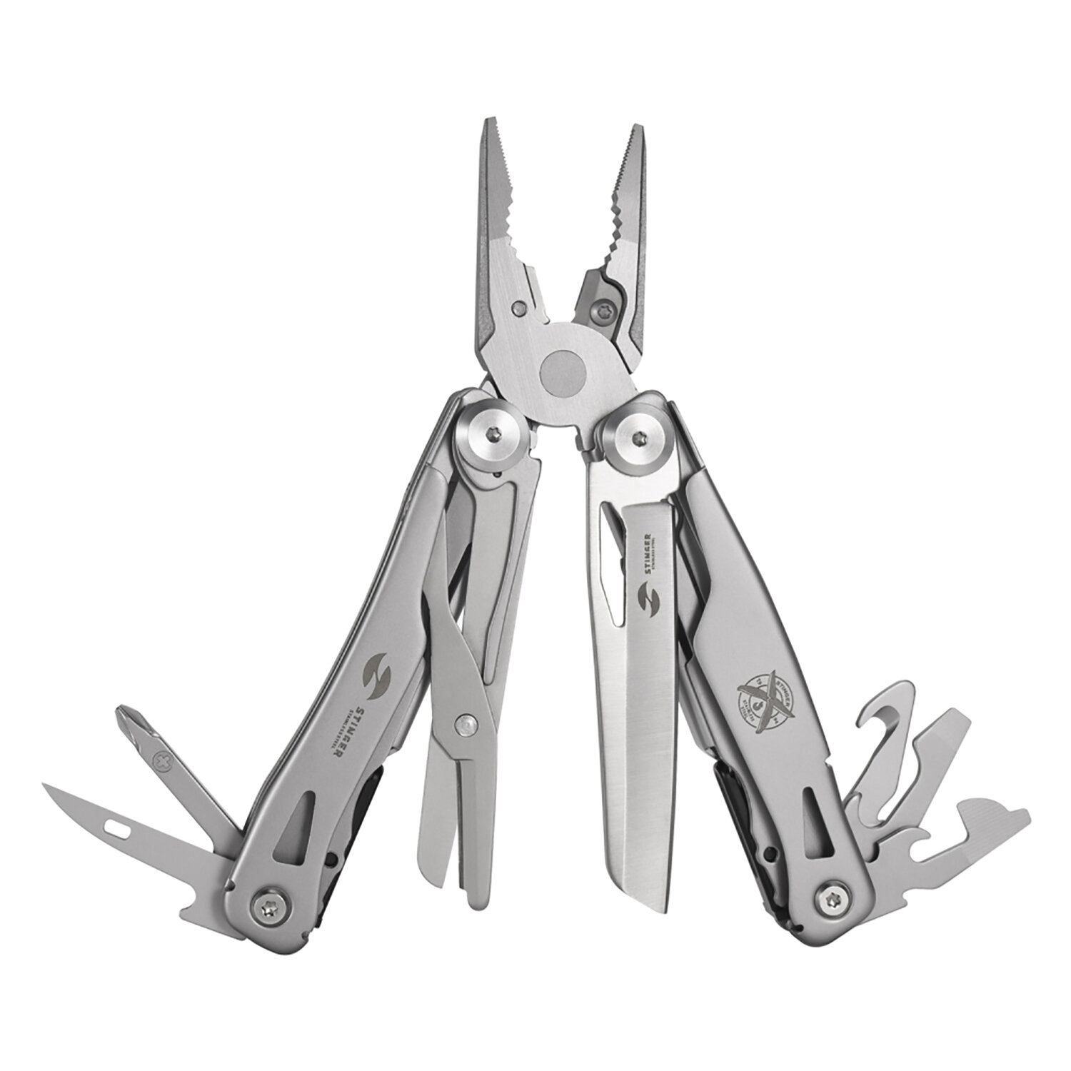 Мультиинструмент Stinger Knives 106 мм 15 функций сталь Серебристый (uni: one size)