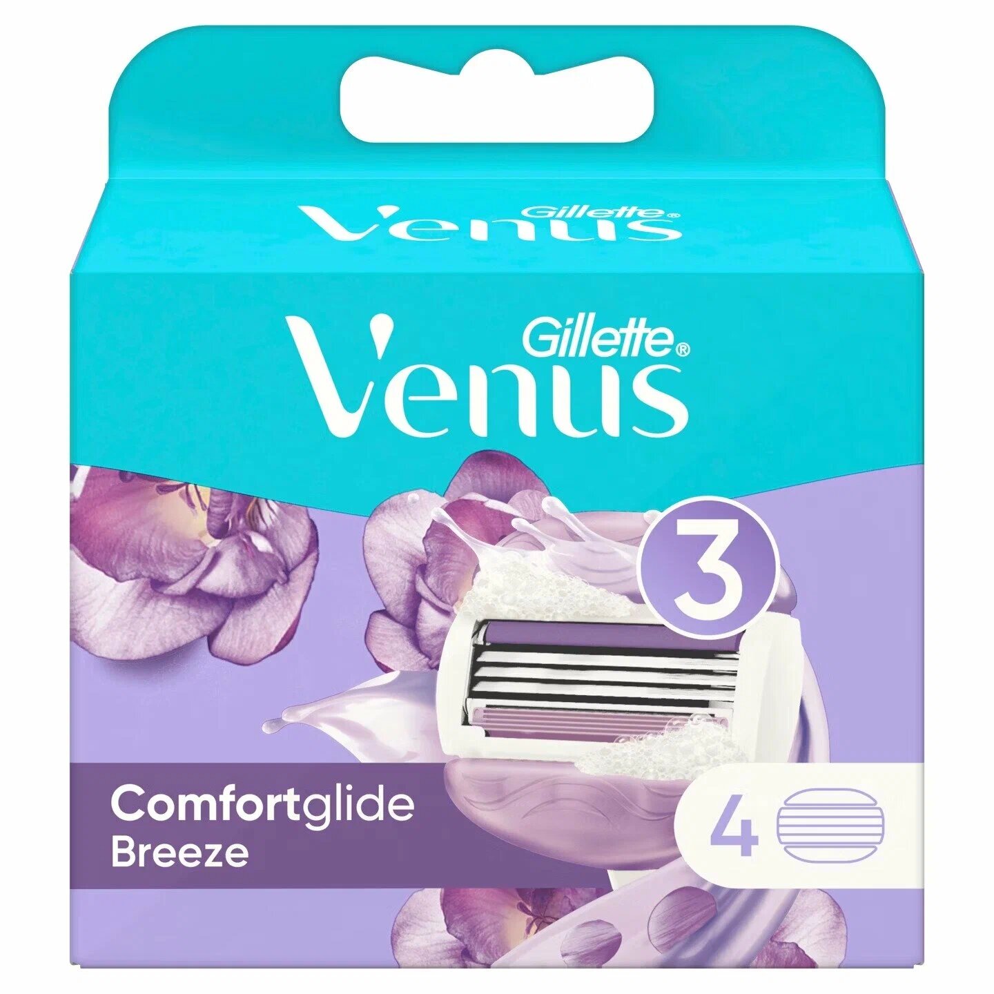 Сменная кассета для Venus "ComfortGlide Breeze", 3 лезвия, 4 сменных кассеты