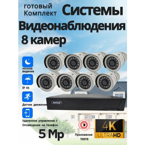 Готовый комплект видеонаблюдения 5G Kit система видеонаблюдения 4 камеры Full HD IP66 3MP 28000₽