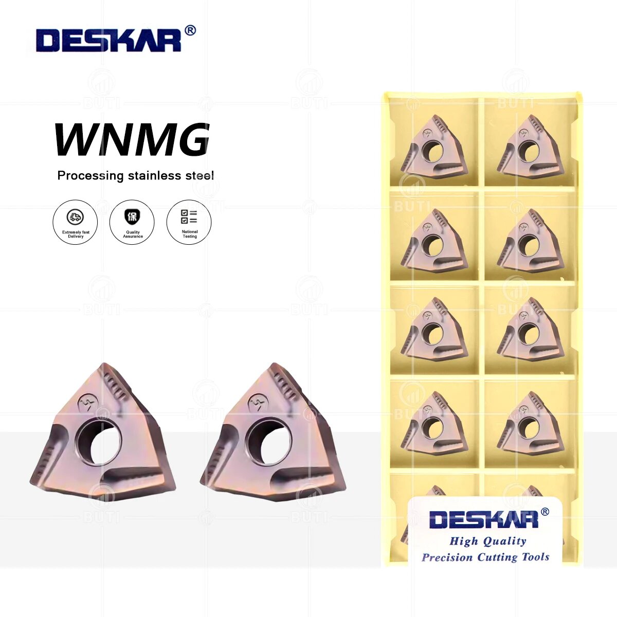 DESKAR Токарный станок с ЧПУ Токарная вставка WNMG 080404 R/L-VF WNMG 080408 R/L-VF LF6018 100% оригинальный твердосплавный режущий инструмент с треугольным лезвием, WNMG080404R-VFLF6018, 10pcs