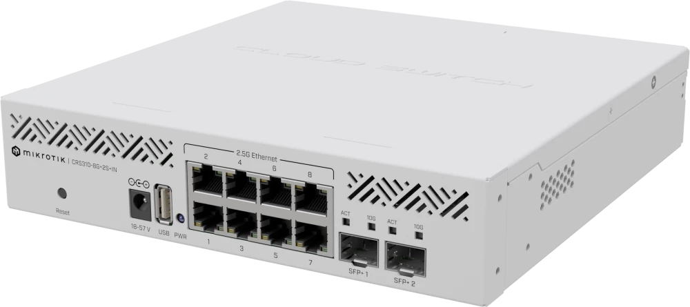 Коммутатор MikroTik CRS310-8G+2S+IN 8*1gbit RJ45, 2*SFP+, indoor, rOSv7 управляемый